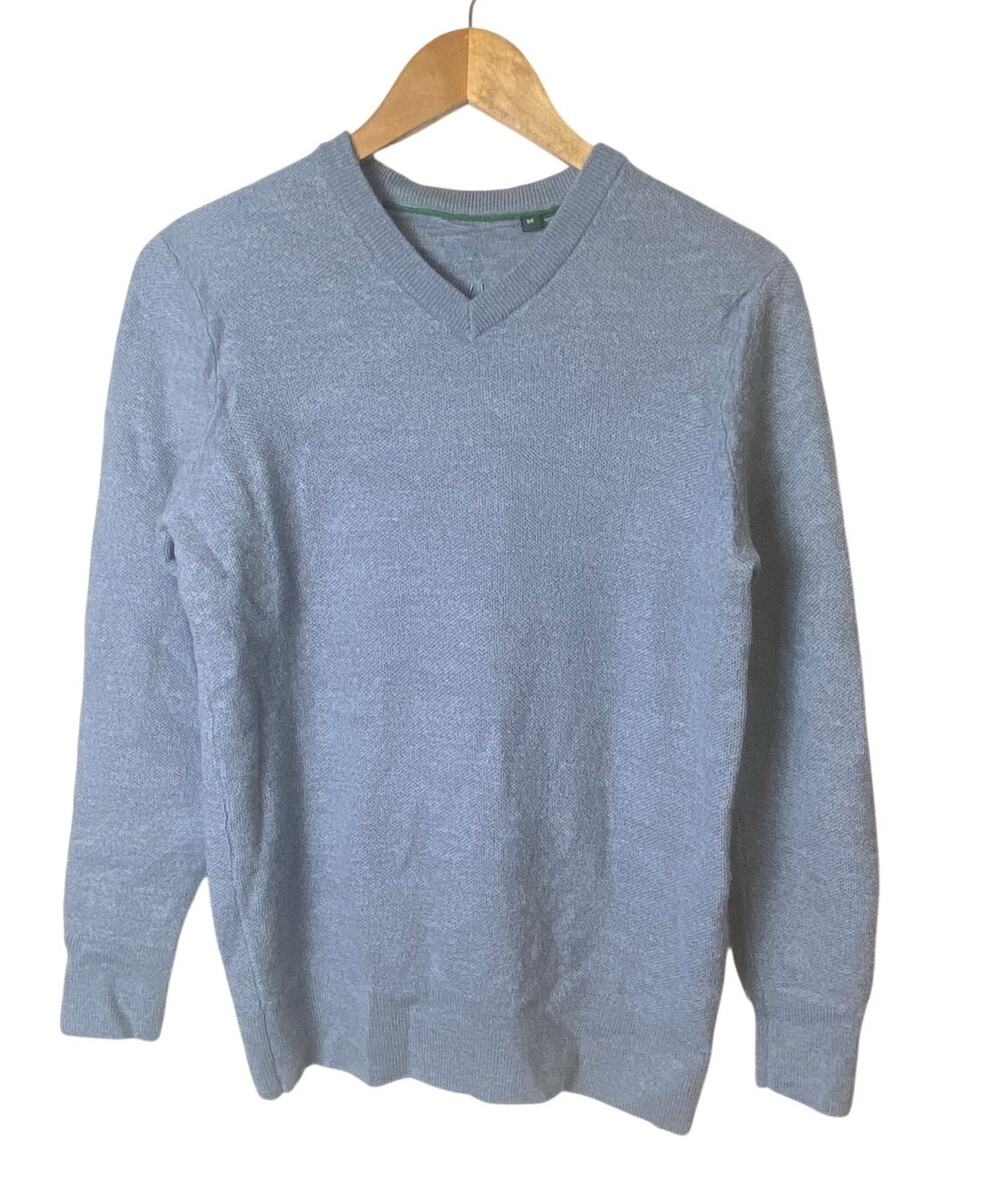 Orvis Light Blue Merino Wool V-Neck Pullover Sweater Women's Size Medium